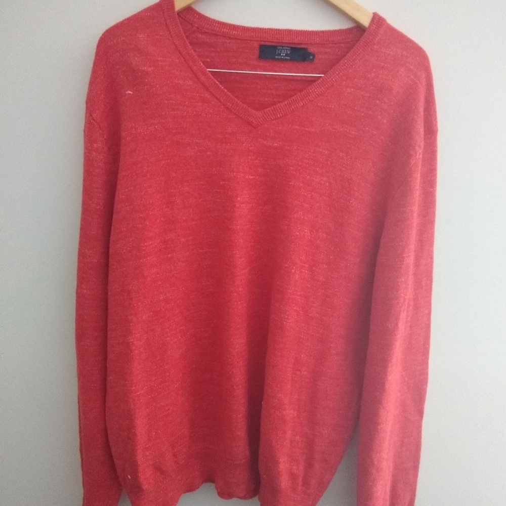 Mens J Crew Textured Cotton V Neck Sweater